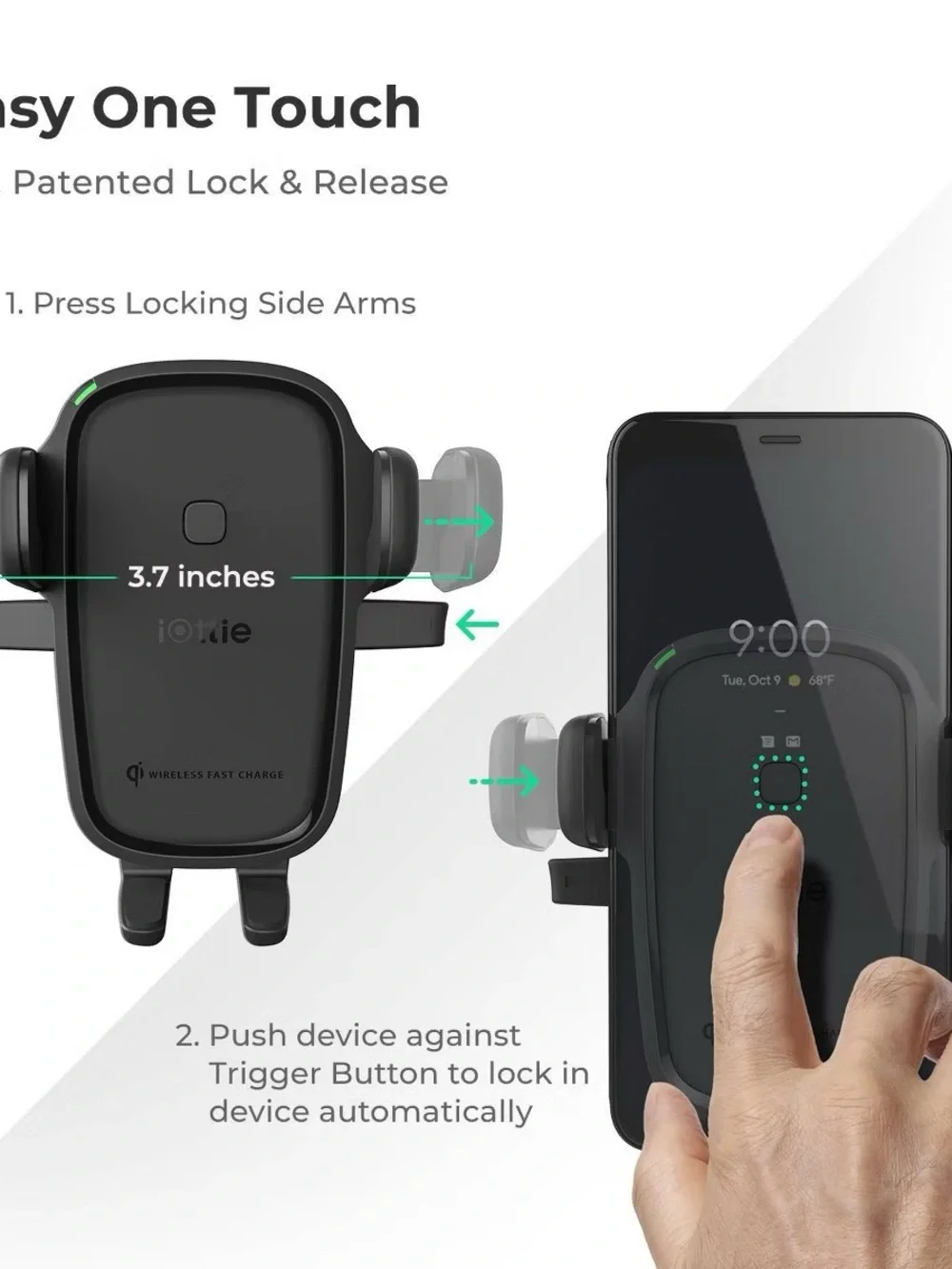 Universal Wireless Qi Car Charger Mount - Black